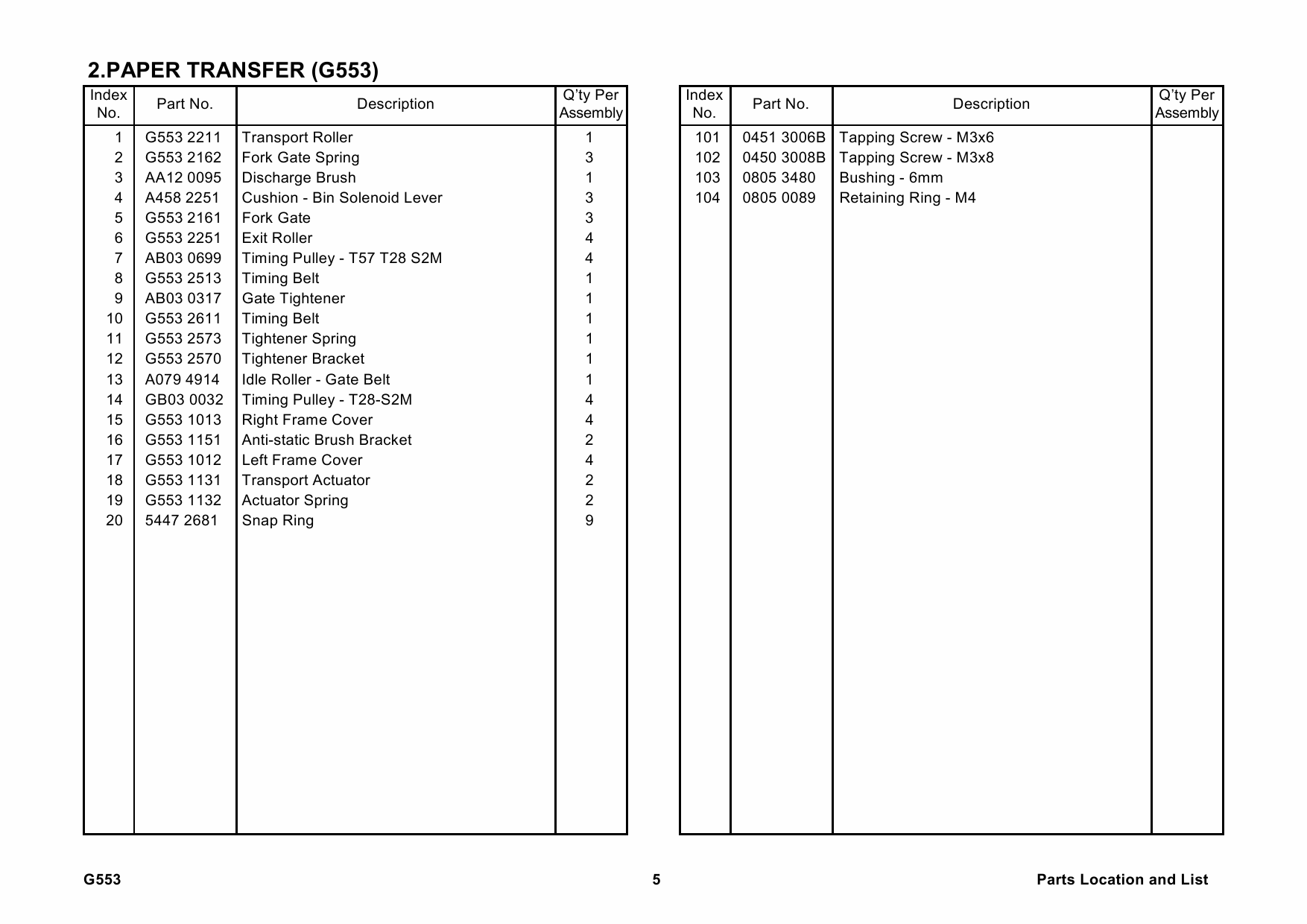 RICOH Options G553 FOUR-BIN-MAILBOX Parts Catalog PDF download-2